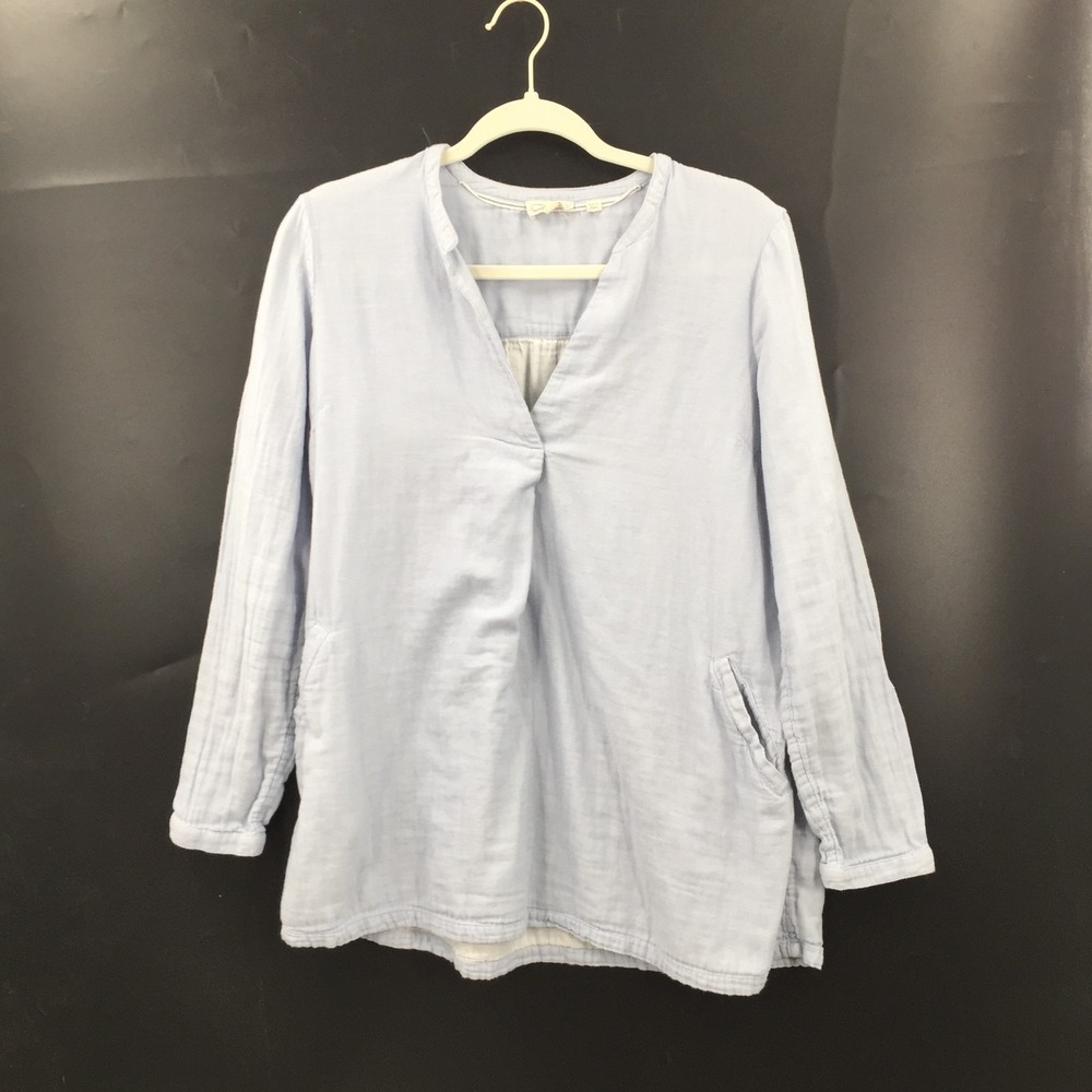 Fat Face Light Blue chambray cotton top Tunic Shirt coastal grandma minimalist 8
